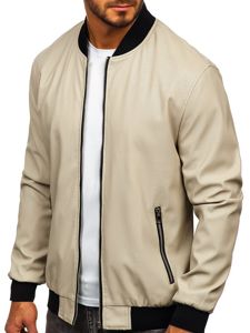 Bolf Herren Kunstlederjacke Ecru  6124