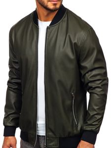 Bolf Herren Kunstlederjacke Grün  6123