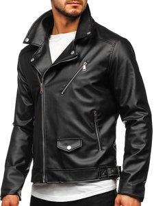 Bolf Herren Kunstlederjacke Schwarz  0006