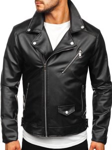 Bolf Herren Kunstlederjacke Schwarz  0006