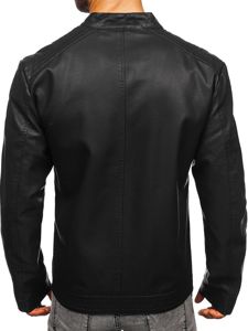 Bolf Herren Kunstlederjacke Schwarz  1122