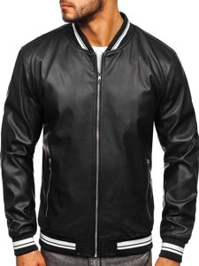 Bolf Herren Kunstlederjacke Schwarz  1132