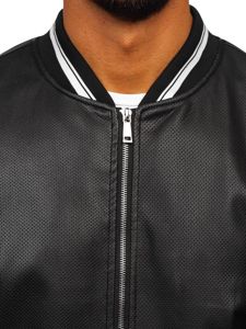 Bolf Herren Kunstlederjacke Schwarz  1132