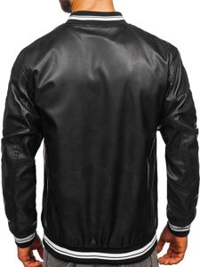 Bolf Herren Kunstlederjacke Schwarz  1132