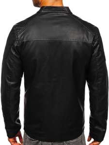 Bolf Herren Kunstlederjacke Schwarz  1151