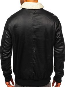 Bolf Herren Kunstlederjacke Schwarz  1178