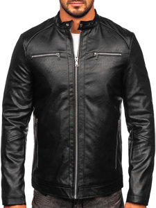 Bolf Herren Kunstlederjacke Schwarz  11Z8003