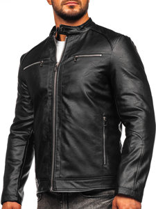 Bolf Herren Kunstlederjacke Schwarz  11Z8003