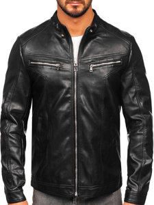 Bolf Herren Kunstlederjacke Schwarz 11Z8016