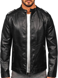 Bolf Herren Kunstlederjacke Schwarz 11Z8020