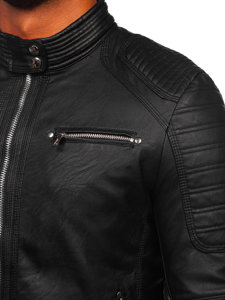 Bolf Herren Kunstlederjacke Schwarz  11Z8055