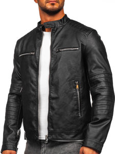 Bolf Herren Kunstlederjacke Schwarz  11Z8066