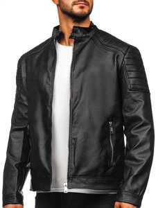 Bolf Herren Kunstlederjacke Schwarz  11Z8139