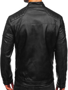 Bolf Herren Kunstlederjacke Schwarz  11Z8139