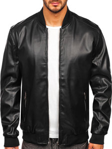 Bolf Herren Kunstlederjacke Schwarz  7110