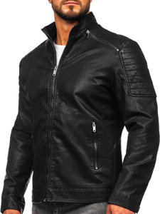 Bolf Herren Kunstlederjacke Schwarz  EX229