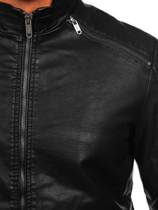 Bolf Herren Kunstlederjacke Schwarz  EX229