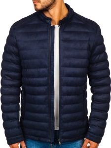 Bolf Herren Kunstlederjacke Übergangsjacke Dunkelblau  5586