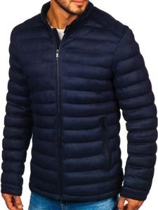 Bolf Herren Kunstlederjacke Übergangsjacke Dunkelblau  5586