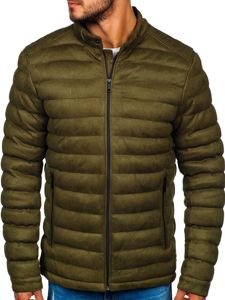 Bolf Herren Kunstlederjacke Übergangsjacke Khaki  5586