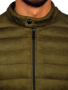 Bolf Herren Kunstlederjacke Übergangsjacke Khaki  5586