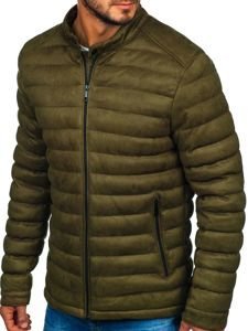 Bolf Herren Kunstlederjacke Übergangsjacke Khaki  5586