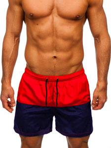 Bolf Herren Kurze Badehose Badeshorts Rot-Dunkelblau  HM062