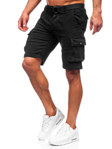 Bolf Herren Kurze Cargohose mit Gürtel Schwarz MP0109NA