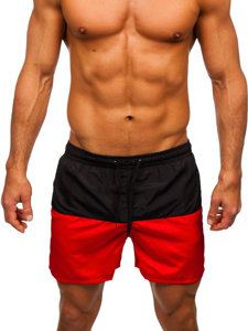 Bolf Herren Kurze Hose Badeshorts Schwarz-Rot HM058