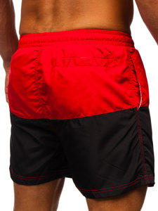 Bolf Herren Kurze Hose Badeshorts Schwarz-Rot HM067