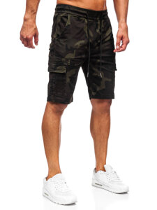 Bolf Herren Kurze Hose Cargoshorts Camo Dunkelgrün  A-296