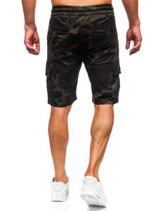 Bolf Herren Kurze Hose Cargoshorts Camo Dunkelgrün  A-296