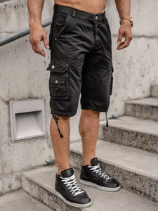 Bolf Herren Kurze Hose Cargoshorts mit Gürtel Schwarz  77885A