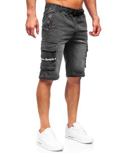 Bolf Herren Kurze Hose Jeans Shorts Schwarz  K15008-2