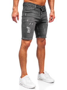 Bolf Herren Kurze Hose Jeanshose Jeansshorts Schwarz  0525