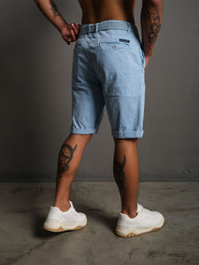 Bolf Herren Kurze Hose Shorts mit Gürtel Azurblau  0010