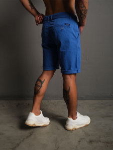 Bolf Herren Kurze Hose Shorts mit Gürtel Blau  0010