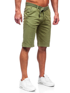 Bolf Herren Kurze Hose Shorts mit Gürtel Grün  0010