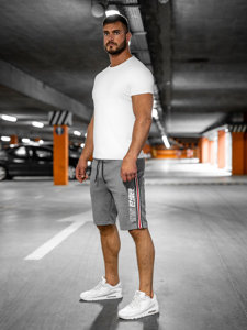 Bolf Herren Kurze Hose Sporthose Shorts Grau-Schwarz  Q3884