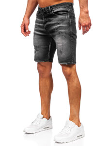 Bolf Herren Kurze Jeanshose Jeansshorts Schwarz  0376