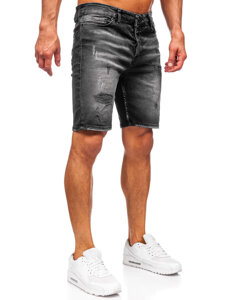 Bolf Herren Kurze Jeanshose Jeansshorts Schwarz  0376