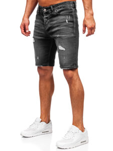 Bolf Herren Kurze Jeanshose Jeansshorts Schwarz  0393