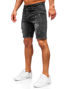 Bolf Herren Kurze Jeanshose Jeansshorts Schwarz  0491