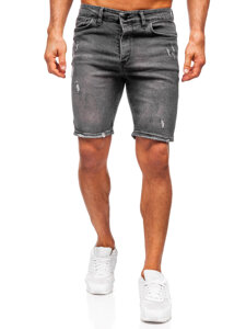 Bolf Herren Kurze Jeanshose Jeansshorts Schwarz  0676