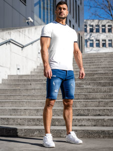 Bolf Herren Kurze Jeanshose Shorts Dunkelblau  MP0061BS