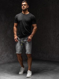 Bolf Herren Kurze Jeanshose Shorts Grau  TF235A1