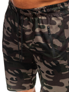 Bolf Herren Kurze Sporthose Camo Dunkelgrün JX862