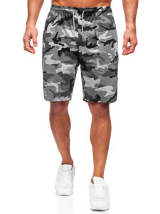 Bolf Herren Kurze Sporthose Camo Grau 8K283