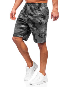 Bolf Herren Kurze Sporthose Camo Schwarzgrau  8K283