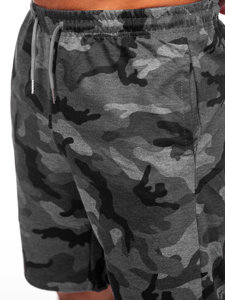 Bolf Herren Kurze Sporthose Camo Schwarzgrau  8K283